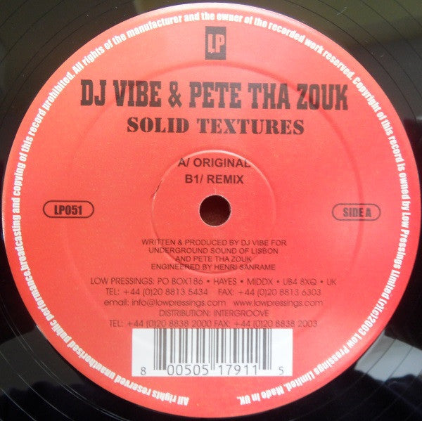 DJ Vibe & Pete Tha Zouk : Solid Textures (12")