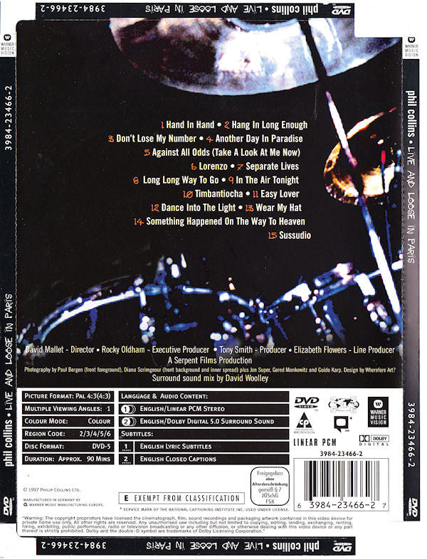 Phil Collins : Live And Loose In Paris (DVD-V, Copy Prot., Multichannel, PAL, Dol)