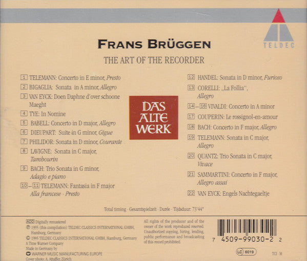Frans Brüggen : The Art Of The Recorder (CD, Comp, RM, Smplr)