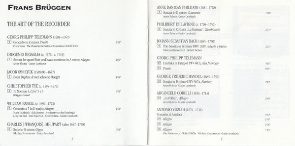 Frans Brüggen : The Art Of The Recorder (CD, Comp, RM, Smplr)