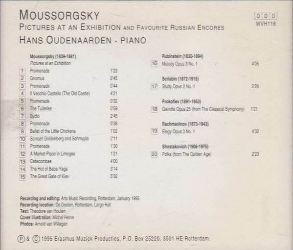 Modest Mussorgsky, Hans Oudenaarden : Pictures At An Exhibition And Favorite Russian Encores (CD)