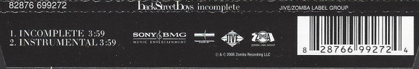 Backstreet Boys : Incomplete (CD, Single, CD1)