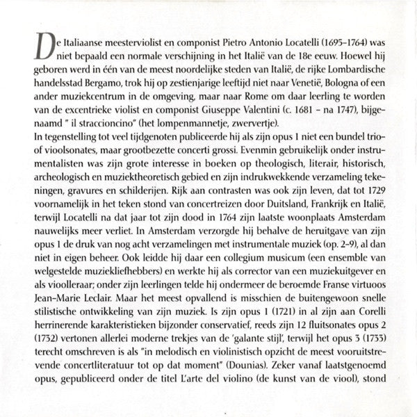 Pietro Antonio Locatelli • Jaap van Zweden, Combattimento Consort Amsterdam : L'Arte Del Violino (CD, Album)