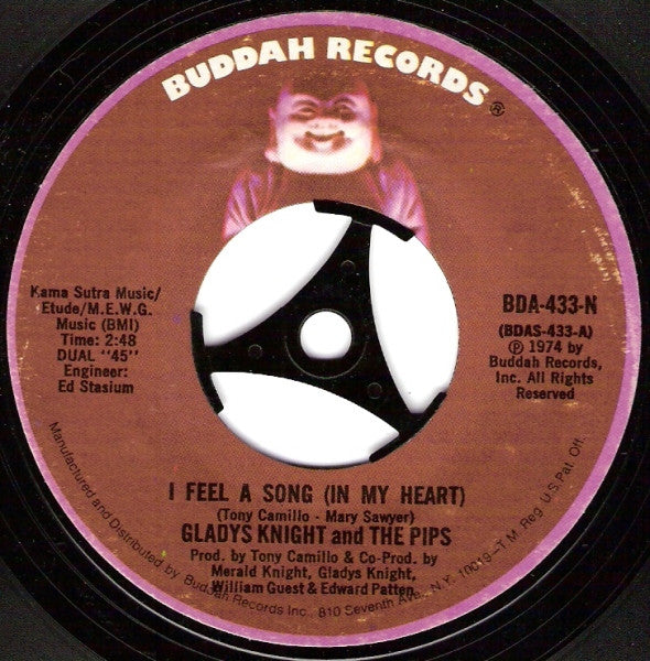 Gladys Knight And The Pips : I Feel A Song (In My Heart) (7", Styrene, Mon)