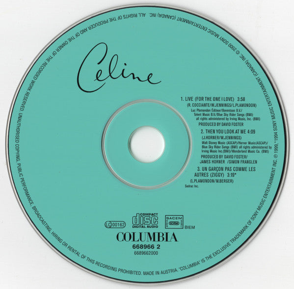 Céline Dion : Live (For The One I Love) (CD, Single)