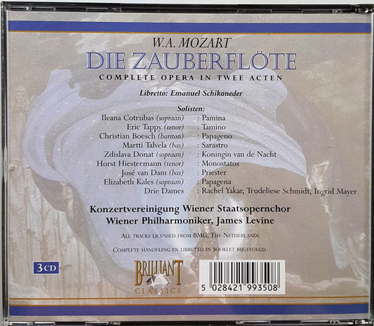 Wolfgang Amadeus Mozart - Ileana Cotrubas, Eric Tappy, Zdzisława Donat, Christian Boesch, José van Dam, Martti Talvela, Wiener Philharmoniker, James Levine (2) : Die Zauberflöte (3xCD, Album, RE)