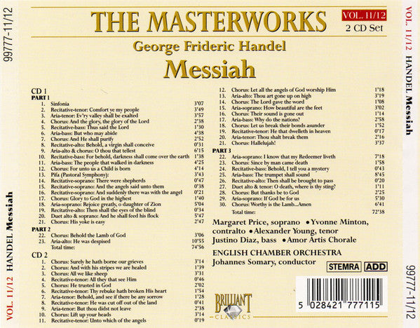 Georg Friedrich Händel : Messiah (2xCD, Album, RE)