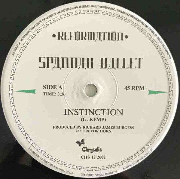 Spandau Ballet : Instinction / Chant No.1 (Remix) (12", Single)