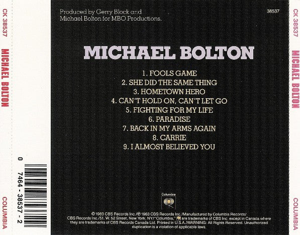 Michael Bolton : Michael Bolton (CD, Album, RE)