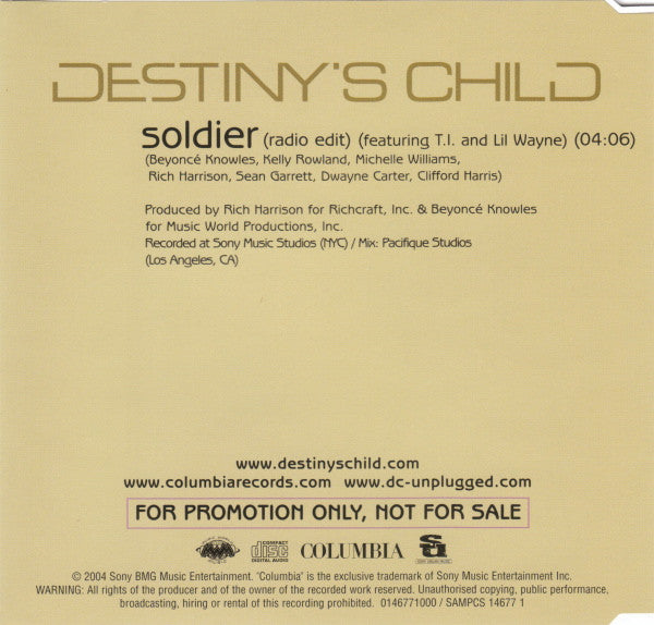 Destiny's Child : Soldier (CD, Single, Promo)