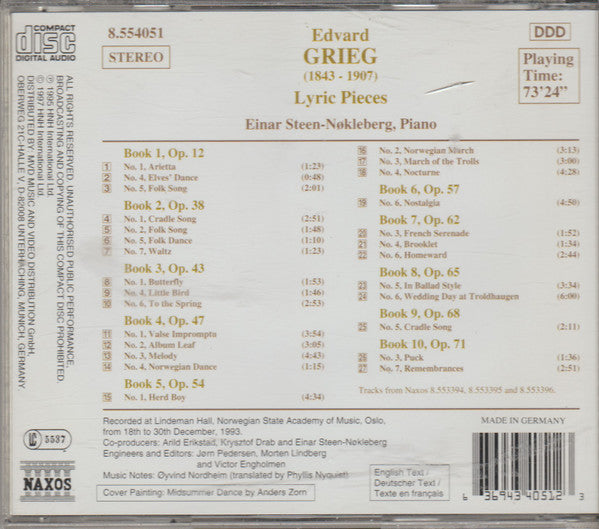 Grieg*, Einar Steen-Nøkleberg : Lyric Pieces (Selection) (CD, Comp)