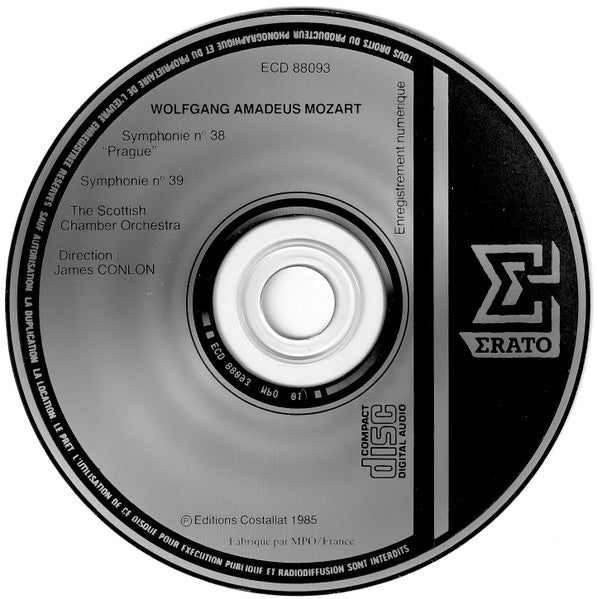 Wolfgang Amadeus Mozart, Scottish Chamber Orchestra, James Conlon : Symphonie N˚ 38 "Prague" KV504 / Symphonie N˚ 39 KV543 (CD, Album)