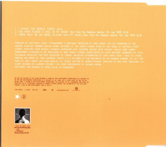 Eurythmics : I Saved The World Today (CD, Single, CD2)