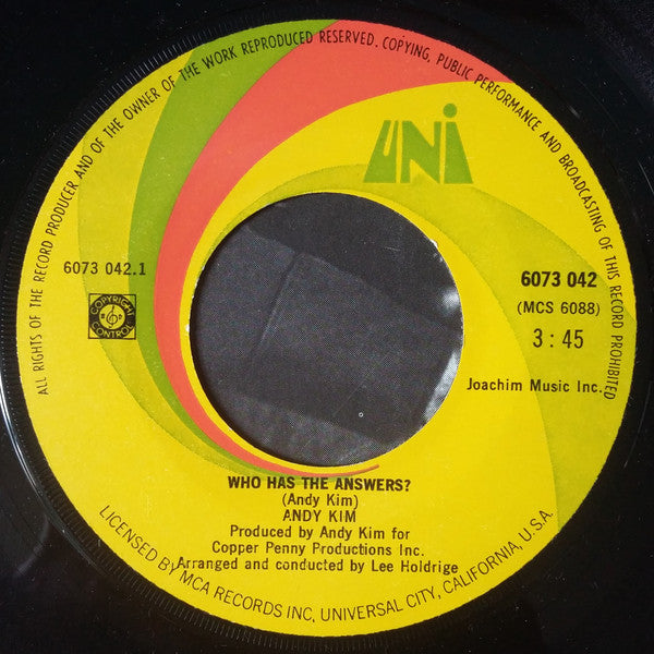 Andy Kim : Who Has The Answers? (7")