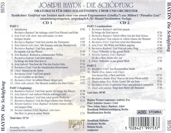 Joseph Haydn : Die Schöpfung (2xCD, Album, RE, RM)