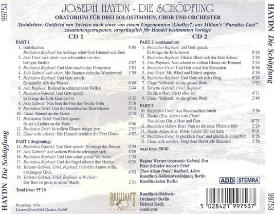 Joseph Haydn : Die Schöpfung (2xCD, Album, RE, RM)