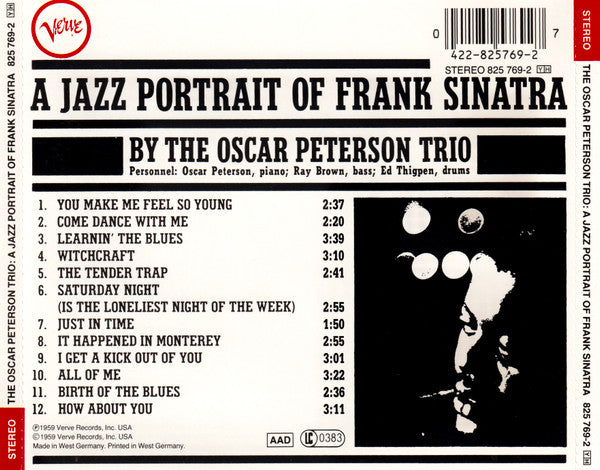 The Oscar Peterson Trio : A Jazz Portrait Of Frank Sinatra (CD, Album)