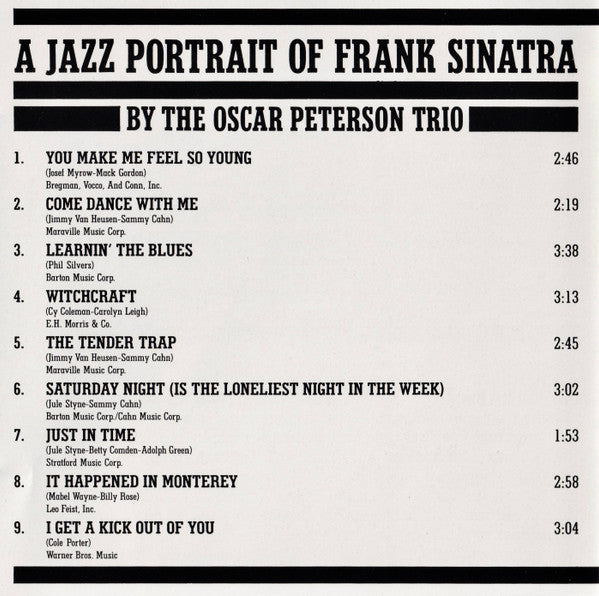 The Oscar Peterson Trio : A Jazz Portrait Of Frank Sinatra (CD, Album)