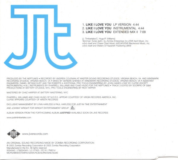Justin Timberlake : Like I Love You (CD, Single)