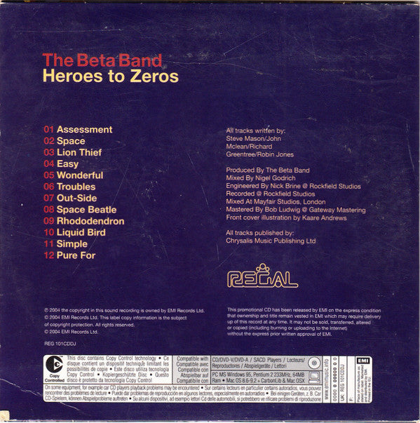 The Beta Band : Heroes To Zeros (CD, Album, Copy Prot., Promo)