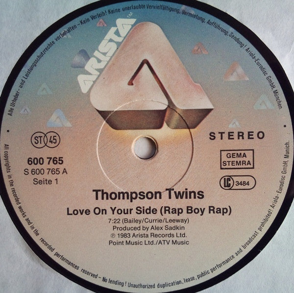 Thompson Twins : Love On Your Side (Rap Boy Rap) (12")