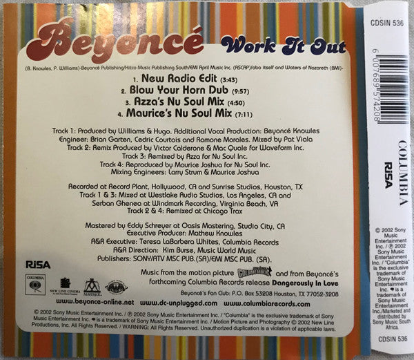 Beyoncé : Work It Out (CD, Single)