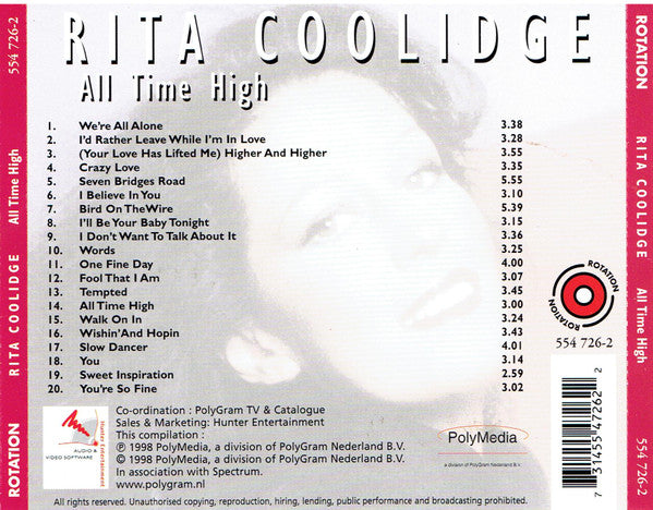 Rita Coolidge : All Time High (CD, Comp)