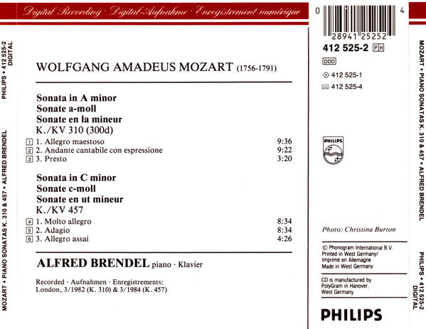 Wolfgang Amadeus Mozart - Alfred Brendel : Piano Sonatas · Klaviersonaten KV 310 & 457 (CD)