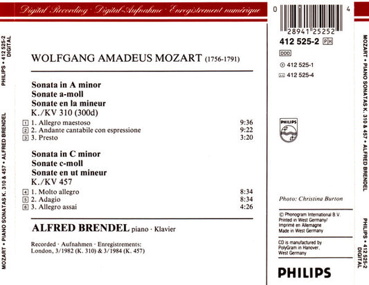 Wolfgang Amadeus Mozart - Alfred Brendel : Piano Sonatas · Klaviersonaten KV 310 & 457 (CD)