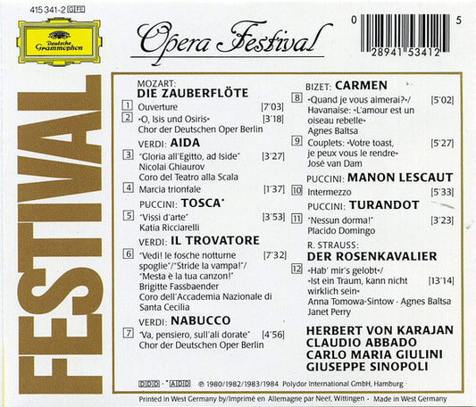 Wolfgang Amadeus Mozart, Giuseppe Verdi, Giacomo Puccini, Georges Bizet, Richard Strauss : Opera Festival (CD, Comp)