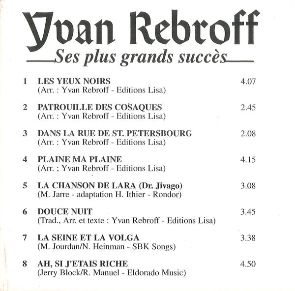Ivan Rebroff : Ses Plus Grands Succès (CD, Album, Comp)
