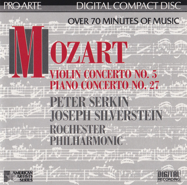 Peter Serkin, Rochester Philharmonic Orchestra, Joseph Silverstein : Mozart - Violin Concerto No.5, Piano Concerto No.27 (CD, Album)