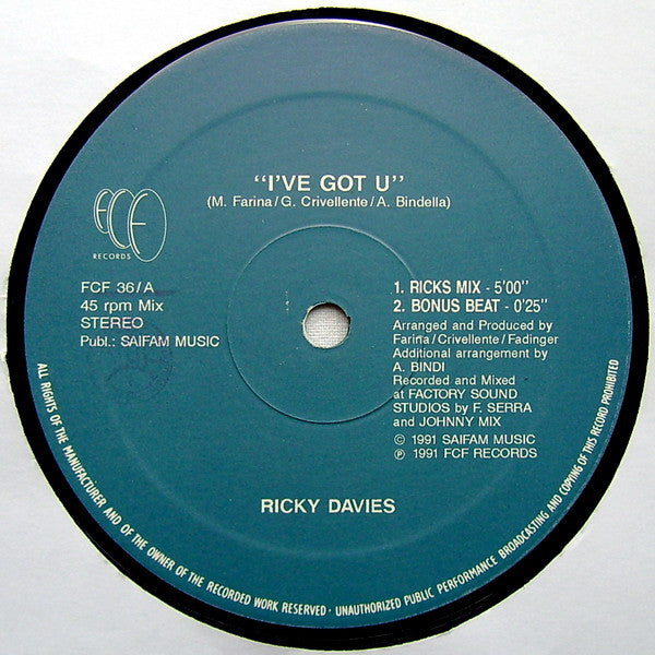 Ricky Davies : I've Got U (12")