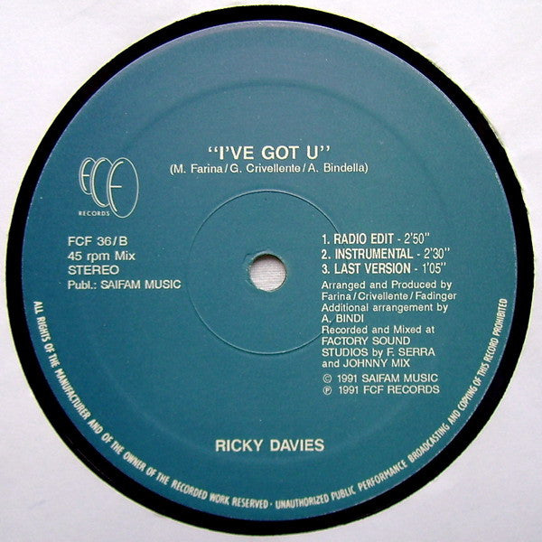 Ricky Davies : I've Got U (12")