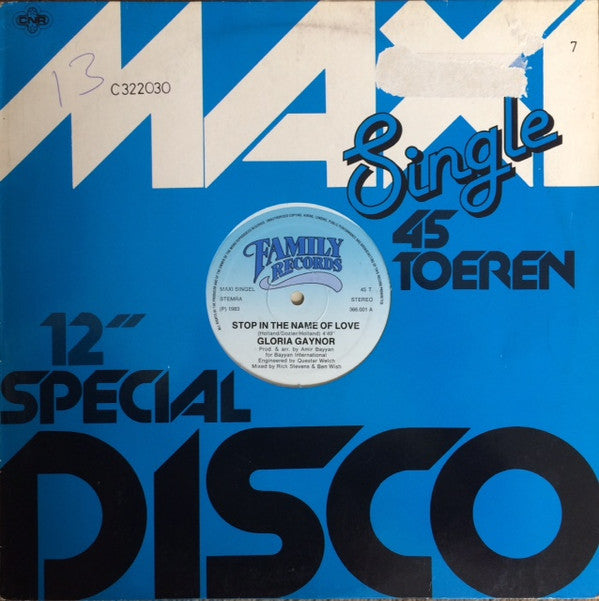 Gloria Gaynor : Stop In The Name Of Love (12", Maxi)