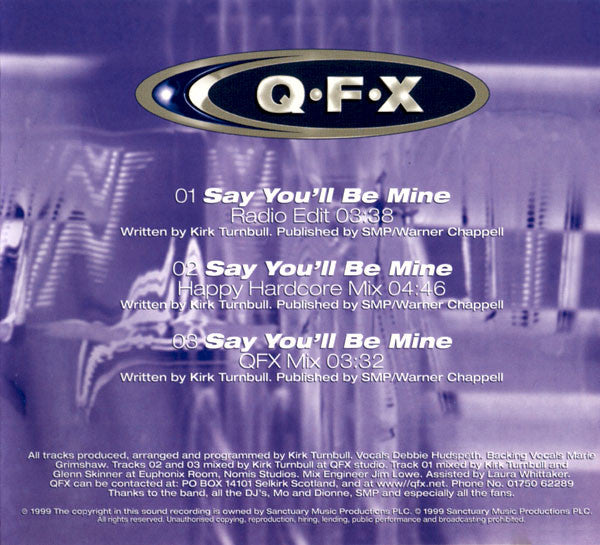QFX : Say You'll Be Mine (CD, Single)