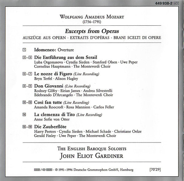 Wolfgang Amadeus Mozart, John Eliot Gardiner : Operas (CD, Comp)