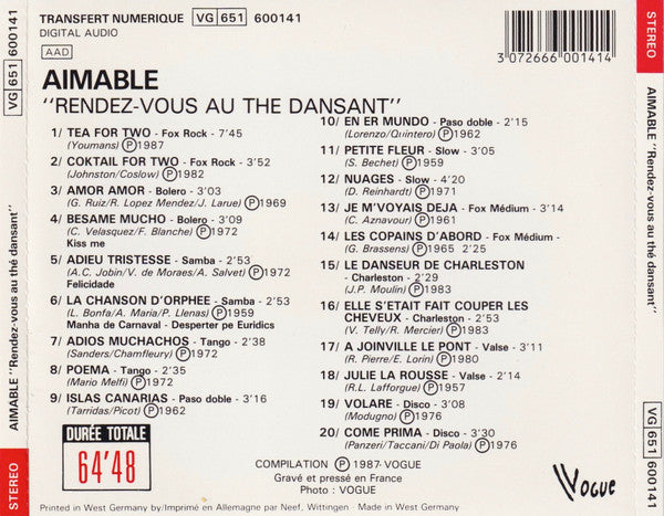 Aimable : Rendez - Vous Au Thé Dansant (CD, Comp)