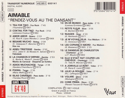 Aimable : Rendez - Vous Au Thé Dansant (CD, Comp)