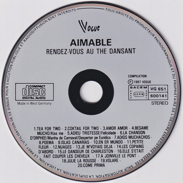 Aimable : Rendez - Vous Au Thé Dansant (CD, Comp)