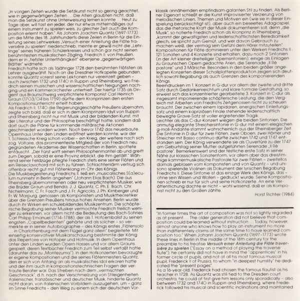 Friedrich der Grosse, Manfred Friedrich, Reinhart Vogel, Kammerorchester Carl Philipp Emanuel Bach, Hartmut Haenchen : Flötenkonzerte & Sinfonien (CD, Comp)