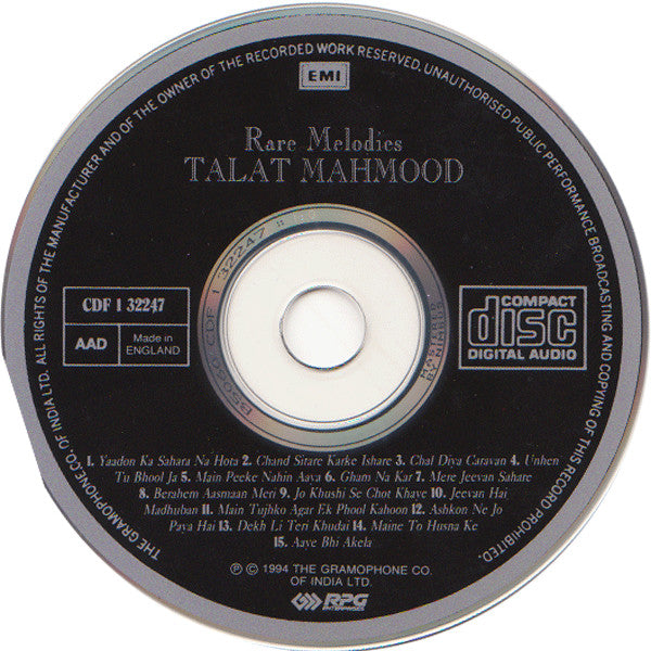 Talat Mahmood : Rare Melodies (CD, Comp)