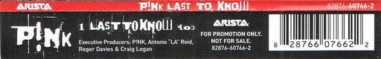 P!nk : Last To Know (CD, Single, Promo)