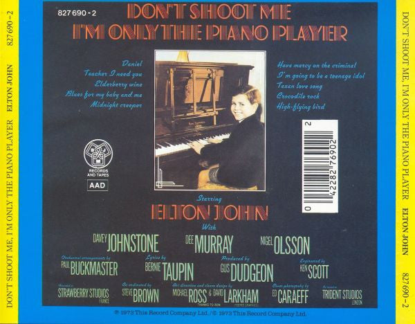 Elton John : Don't Shoot Me I'm Only The Piano Player (CD, Album, RE)
