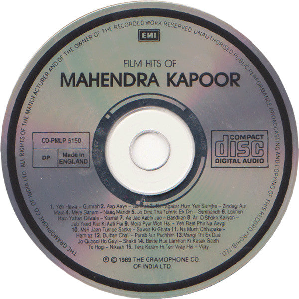 Mahendra Kapoor : Film Hits Of Mahendra Kapoor (CD, Comp)
