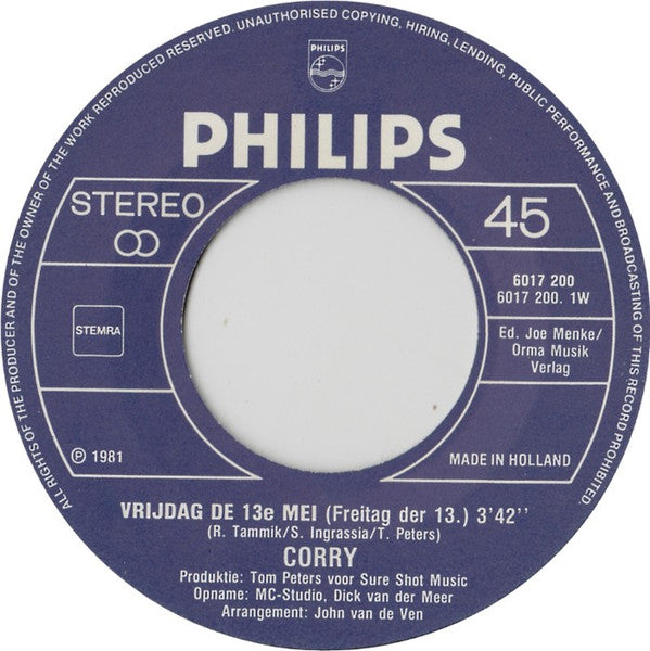 Corry Konings : Vrijdag De 13e Mei (7", Single)