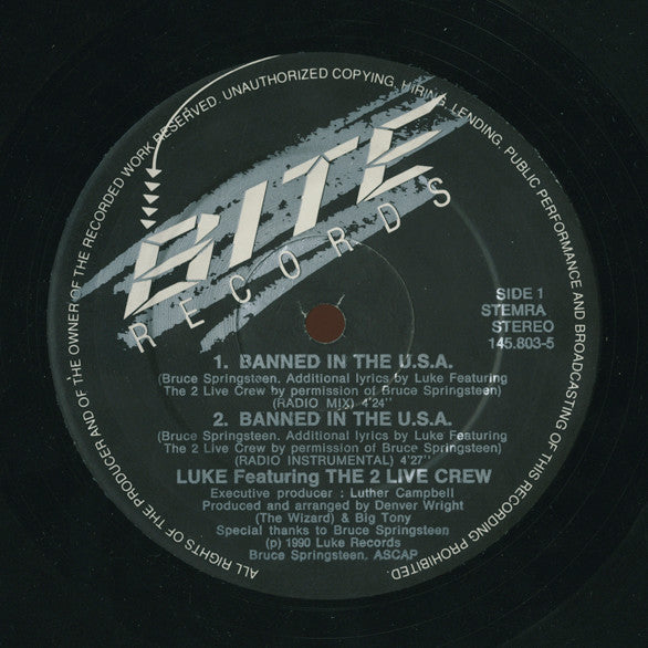 Luke Featuring The 2 Live Crew : Banned In The USA (12", Maxi)