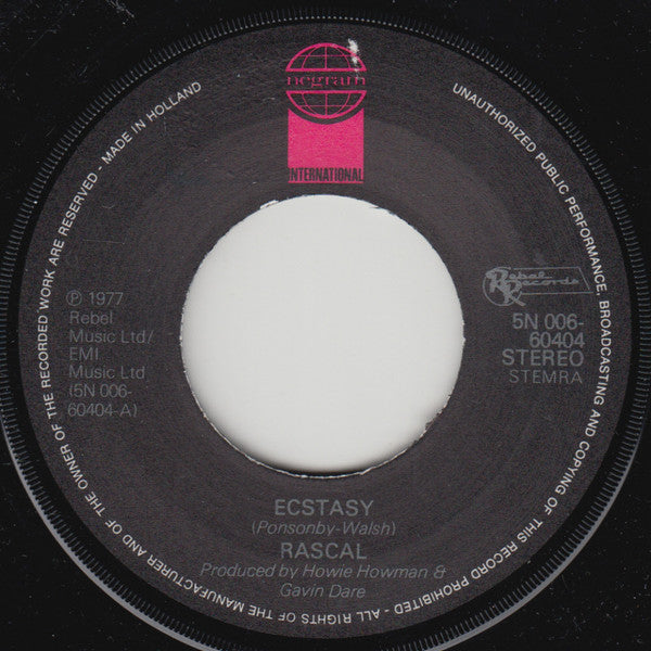 Rascal (29) : Ecstacy (7", Single)