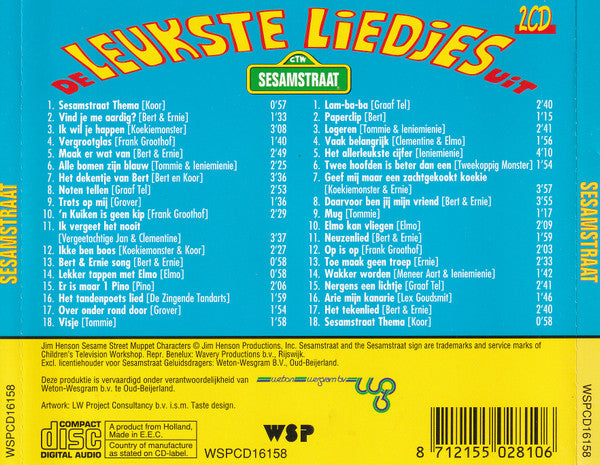 Sesamstraat : De Leukste Liedjes Uit Sesamstraat (2xCD, Comp)
