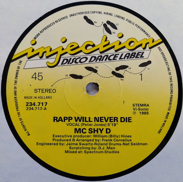 MC Shy D : Rapp Will Never Die (12", Gen)